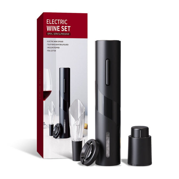 Electric Wine set , open , serve & preserve, electric wine opener , pourer, vacuum stopper and foil cutter