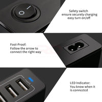 60W 10 USB Port Desktop Travel Family Wall Plug Charger_12