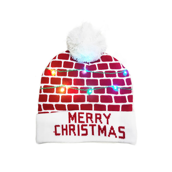 LED Christmas Theme Xmas Beanie Knitted Hat - Battery Operated_1