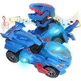 2 IN 1 Automatic Transforming Dinosaur Toy Car with LED Light and Music- Battery Operated_1