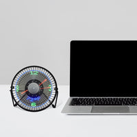 Small Desk Fan with Clock and Temperature Display -USB Plugged-in_5