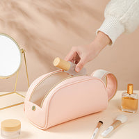 Large Capacity Double Zipper PU Leather Portable Cosmetic Bag_10