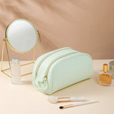 Large Capacity Double Zipper PU Leather Portable Cosmetic Bag_13