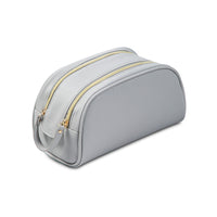 Large Capacity Double Zipper PU Leather Portable Cosmetic Bag_1
