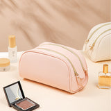 Large Capacity Double Zipper PU Leather Portable Cosmetic Bag_6