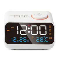 FM Radio LED Alarm Clock with Temperature and Humidity Meter - USB Rechargeable_1