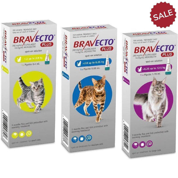 BRAVECTO Plus Spot on Cat against Flea , tick, dewormer , heartwarm
