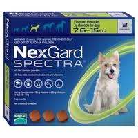 NexGard Spectra Chewable 3 Tablets for Medium Dogs 7.5-15kg prevention of heartworm disease