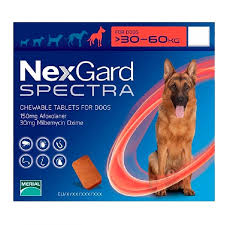 NexGard Spectra Chewable 3 Tablets for Extra Large Dogs 30-60kg prevention of heartworm disease