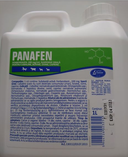 Panafen 1L ( Panacur ) Fenbendazole 10% Sverminazione orale, Vermifugo per bovini ovini caprini cavalli