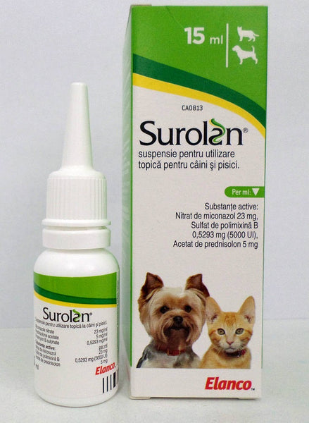 Surolan Ear drops for dogs and cats 15mL